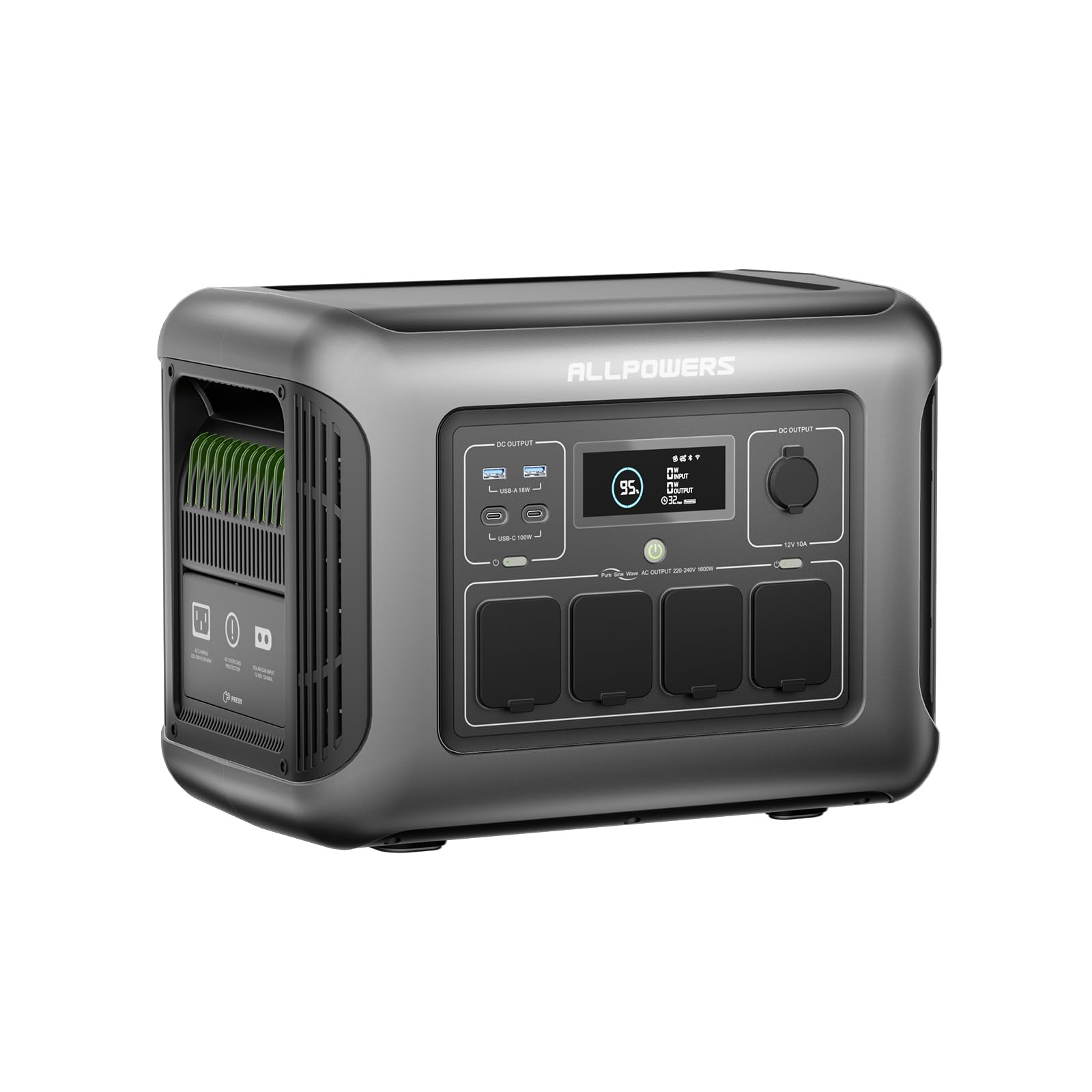 (2025 Neu) ALLPOWERS R1500 LITE Tragbare Powerstation, 1056Wh LFP Batterie Backup mit 4 1600W AC Ausgäng, Schnellladung von 0-80% in 40 Mins Solar Generator, Notstromaggregat für Camping Wohnmobile